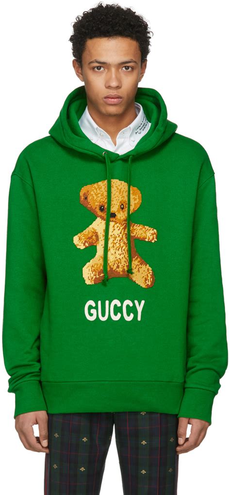 gucci teddy bear hoodie|gucci trim tan hoodie sweatshirt.